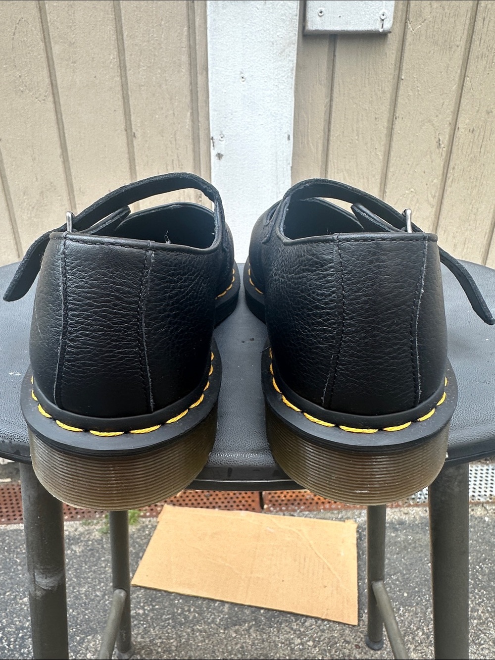 Dr. Martens Black Mary Jane Shoes with Yellow Stitching - Picture 5 of 7